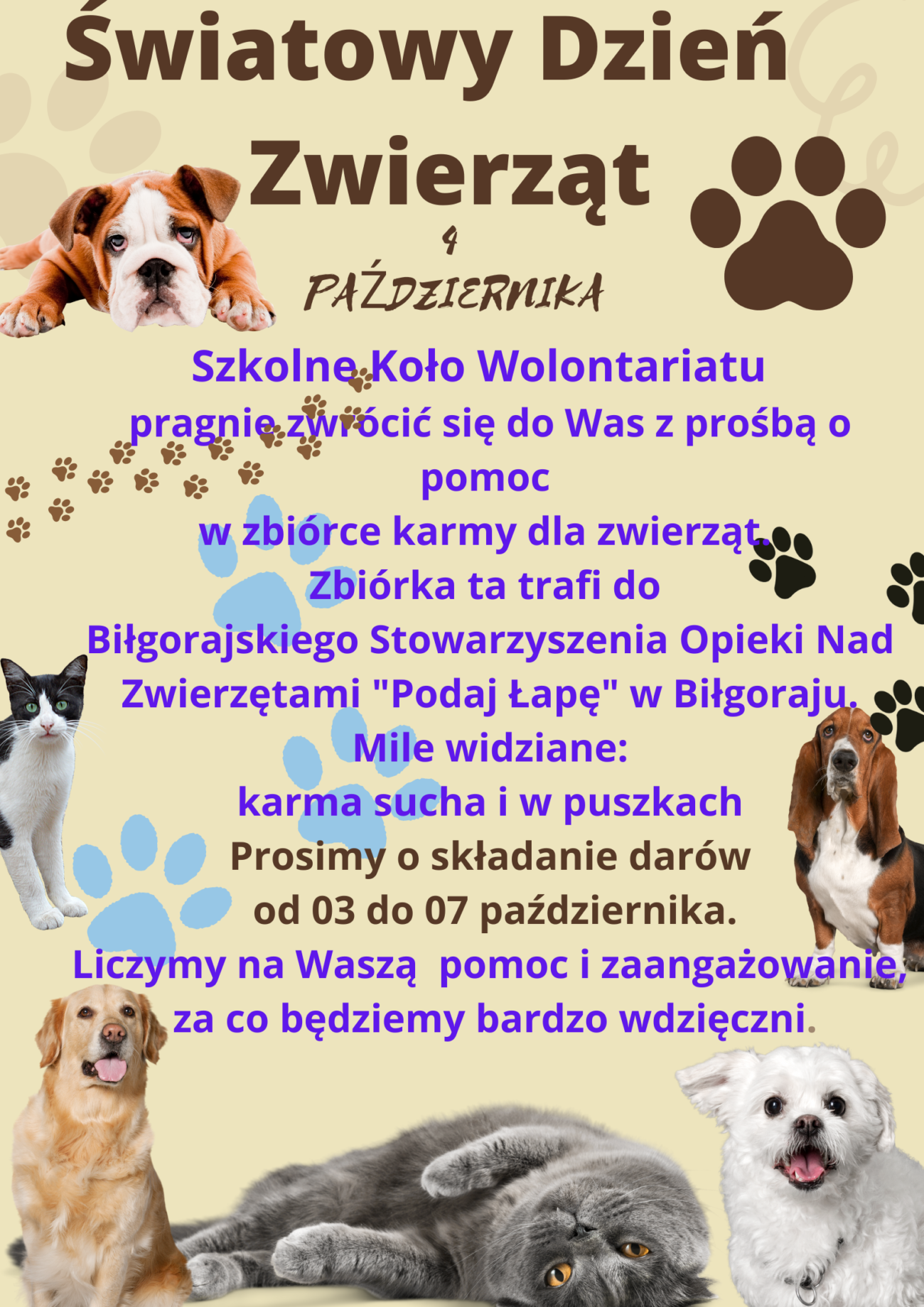 4 października – Światowy Dzień Zwierząt