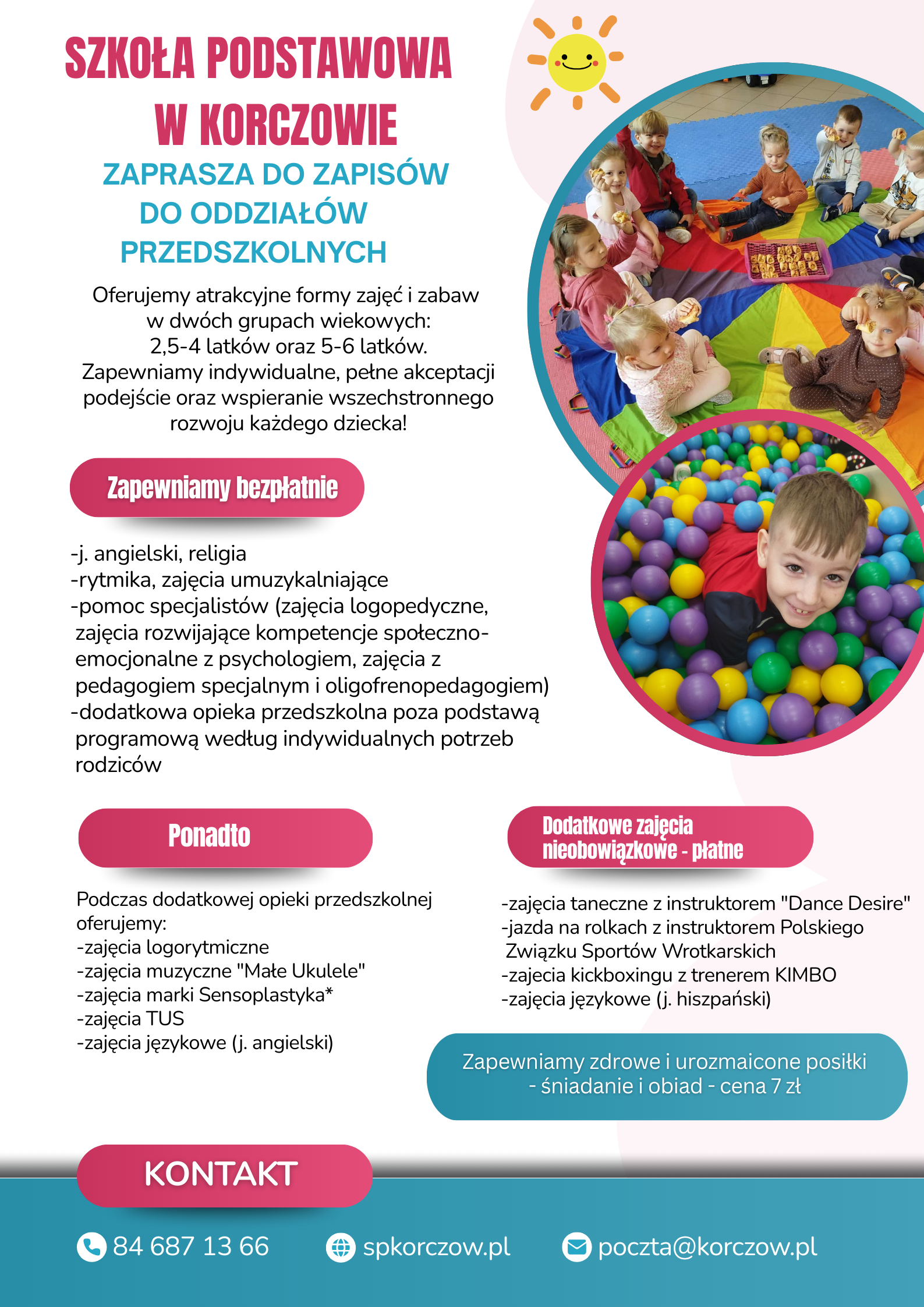 Zapraszamy do zapisu do Oddziałów Przedszkolnych